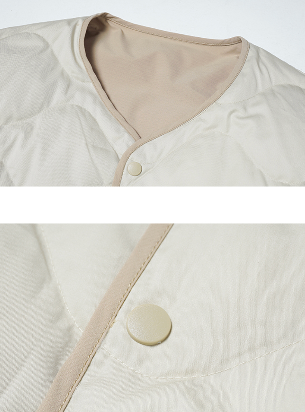 Reversible collarless quilted down jacket N4800