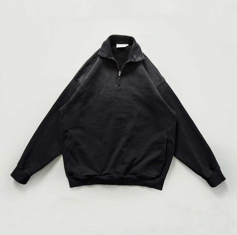 【450G】Gradient distressed half-zip sweatshirt / ダメージ加工スウェット N4809