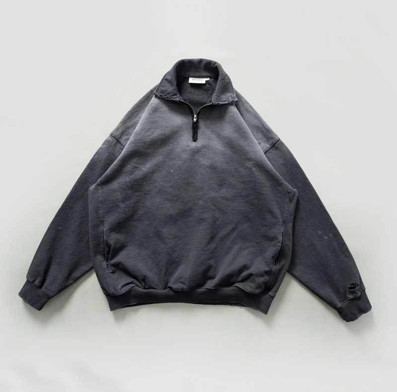 【450G】Gradient distressed half-zip sweatshirt / ダメージ加工スウェット N4809