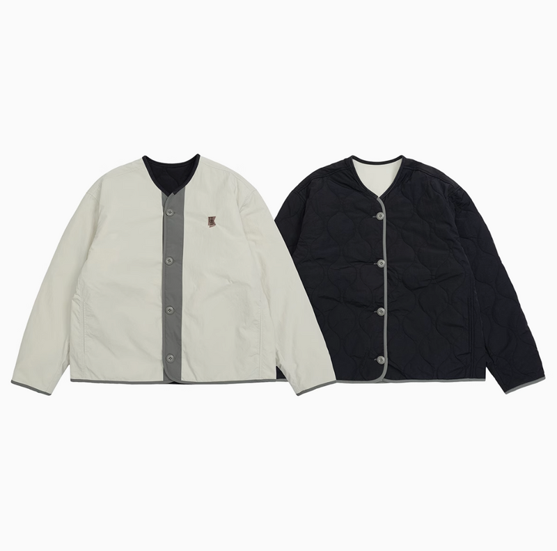 【リバーシブル】Collarless reversible quilted jacket   N4846