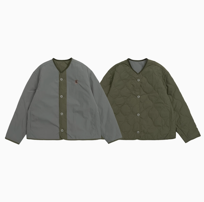 【リバーシブル】Collarless reversible quilted jacket   N4846