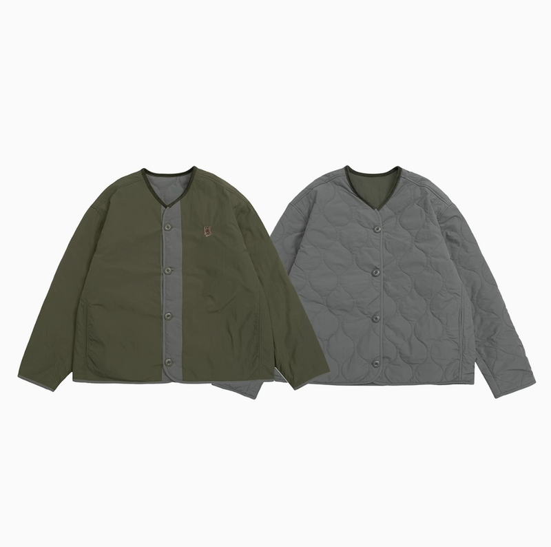 【リバーシブル】Collarless reversible quilted jacket   N4846