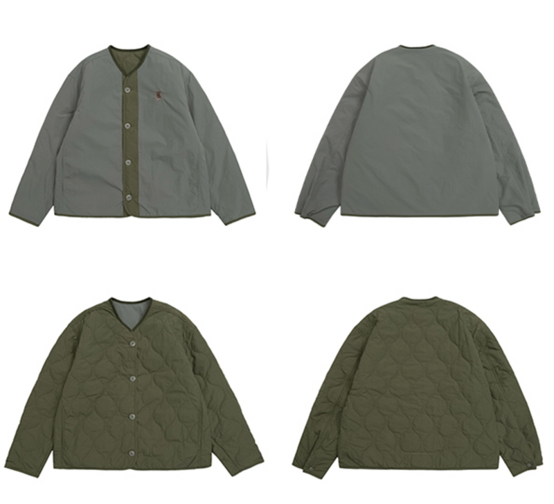 【リバーシブル】Collarless reversible quilted jacket   N4846