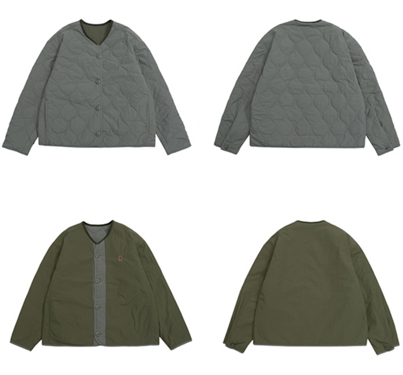 【リバーシブル】Collarless reversible quilted jacket   N4846