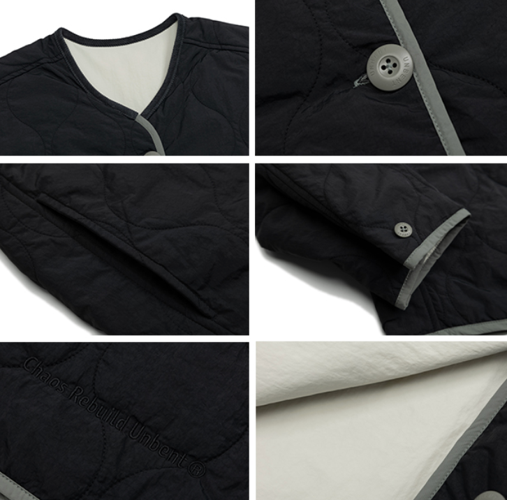 【リバーシブル】Collarless reversible quilted jacket   N4846