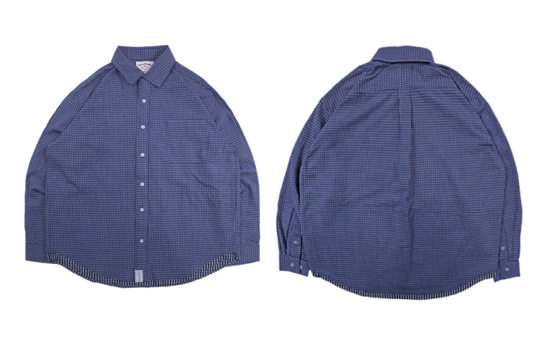 navy check shirt   N5104