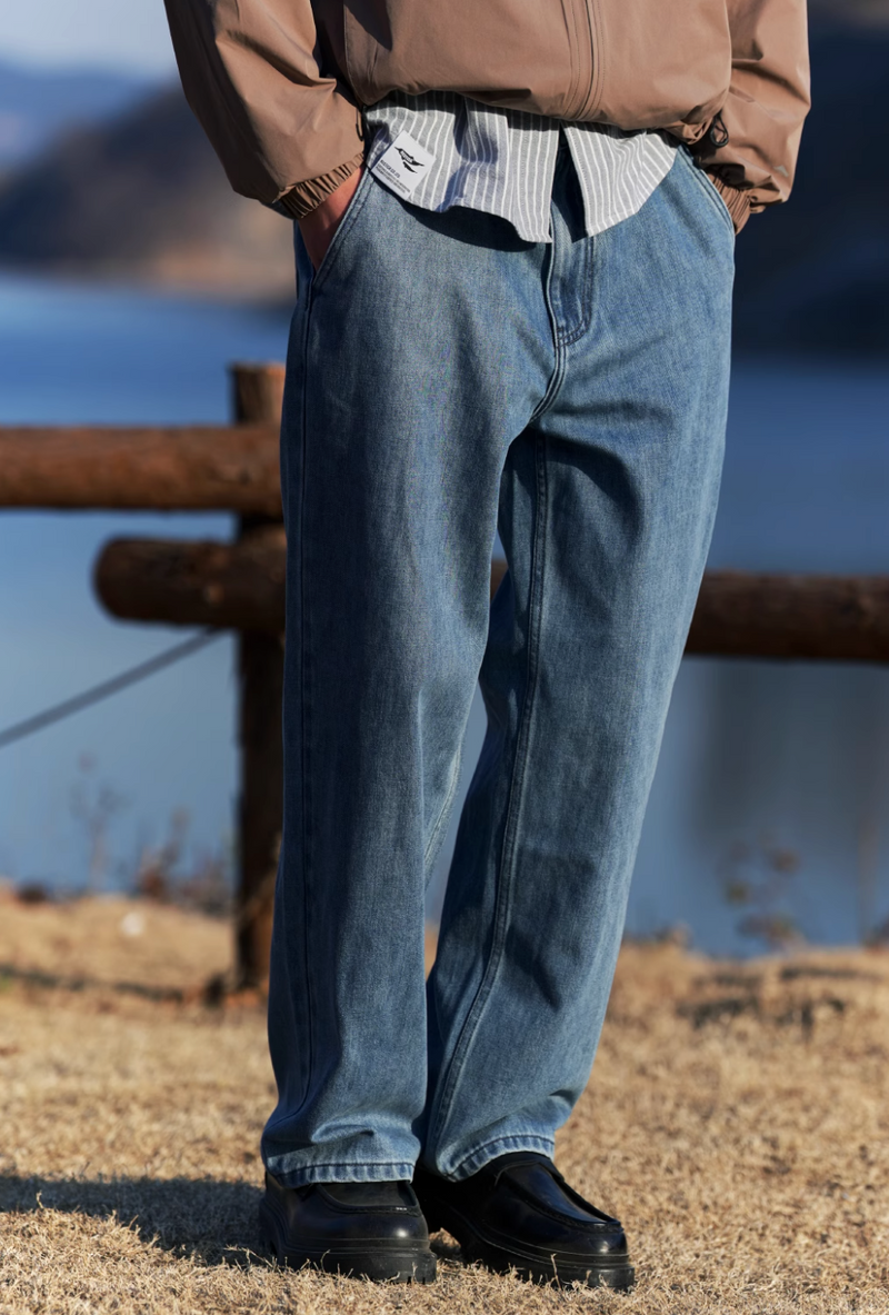 【吸湿性〇】draped denim pants   N5117