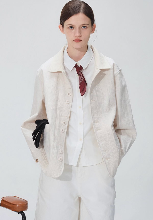 【通気性◎シアーサッカー】off white jacket   N5129