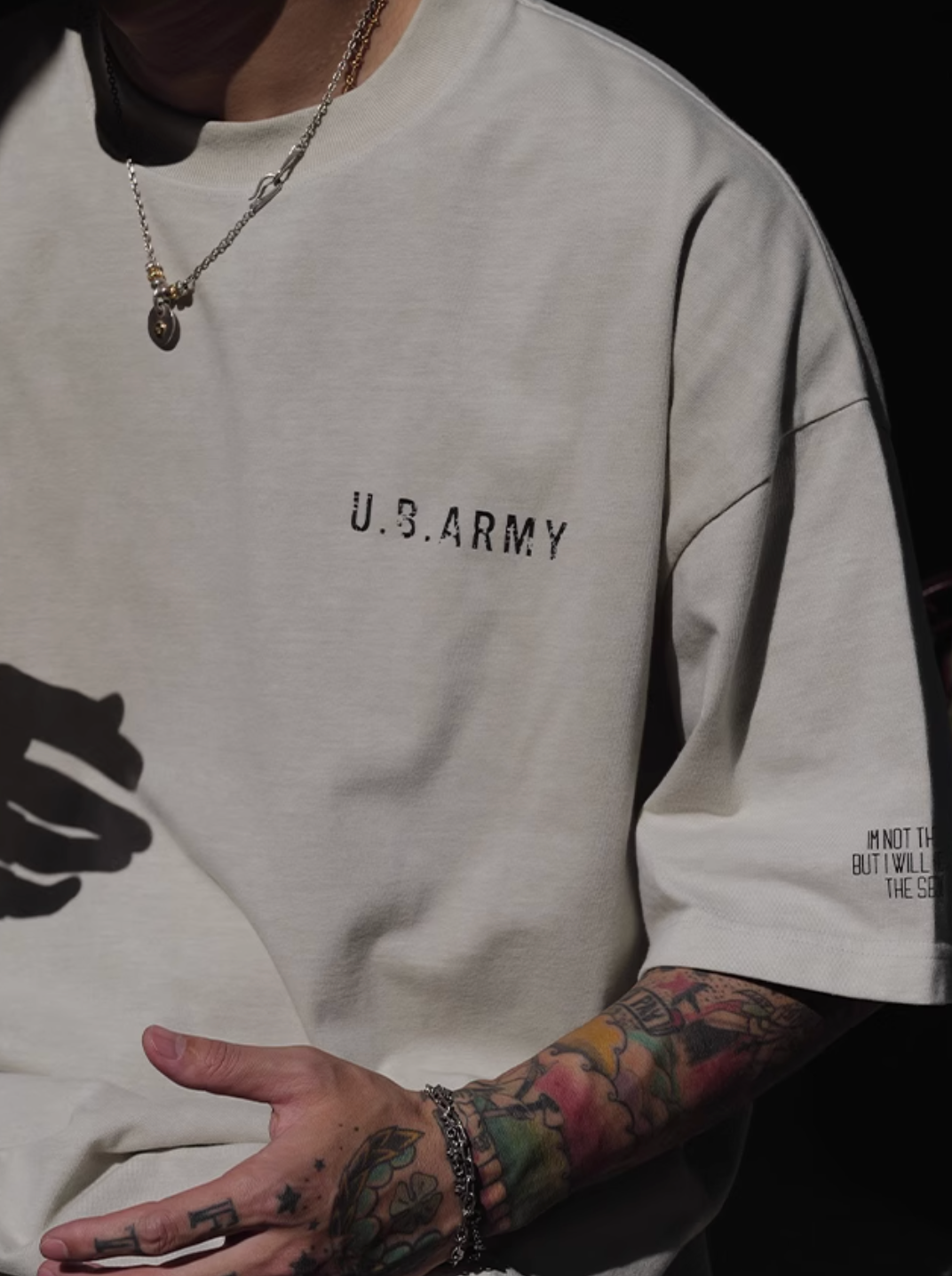 300G] WASH ARMY PRINT T-SHIRT N5214