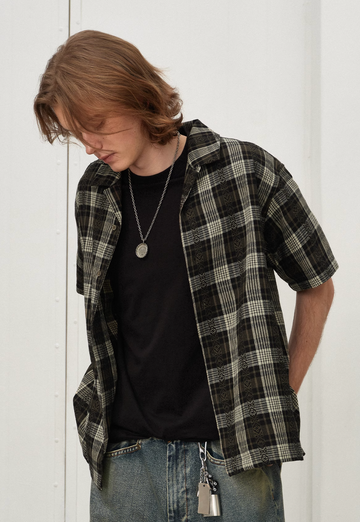 Jacquard Check Shirt / ジャカード チェック シャツ 半袖 開襟