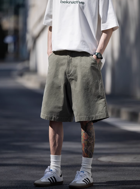 Washed cotton shorts N5295