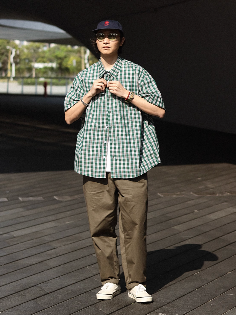 Check Shirt Cotton Loose Fit / チェックシャツ 半袖 コットン ゆったり レトロ N5319
