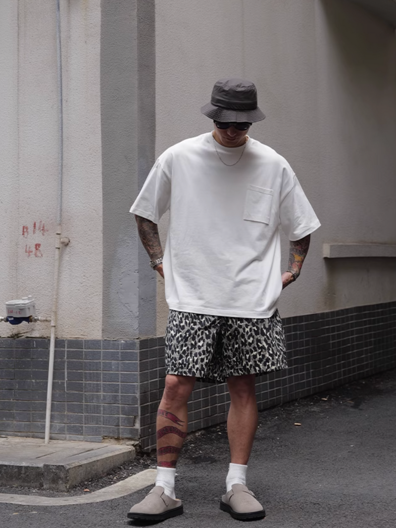 Pocket T-shirt Wide Short / ポケット Tシャツ 半袖 ワイド ショート丈 抗菌 N5335