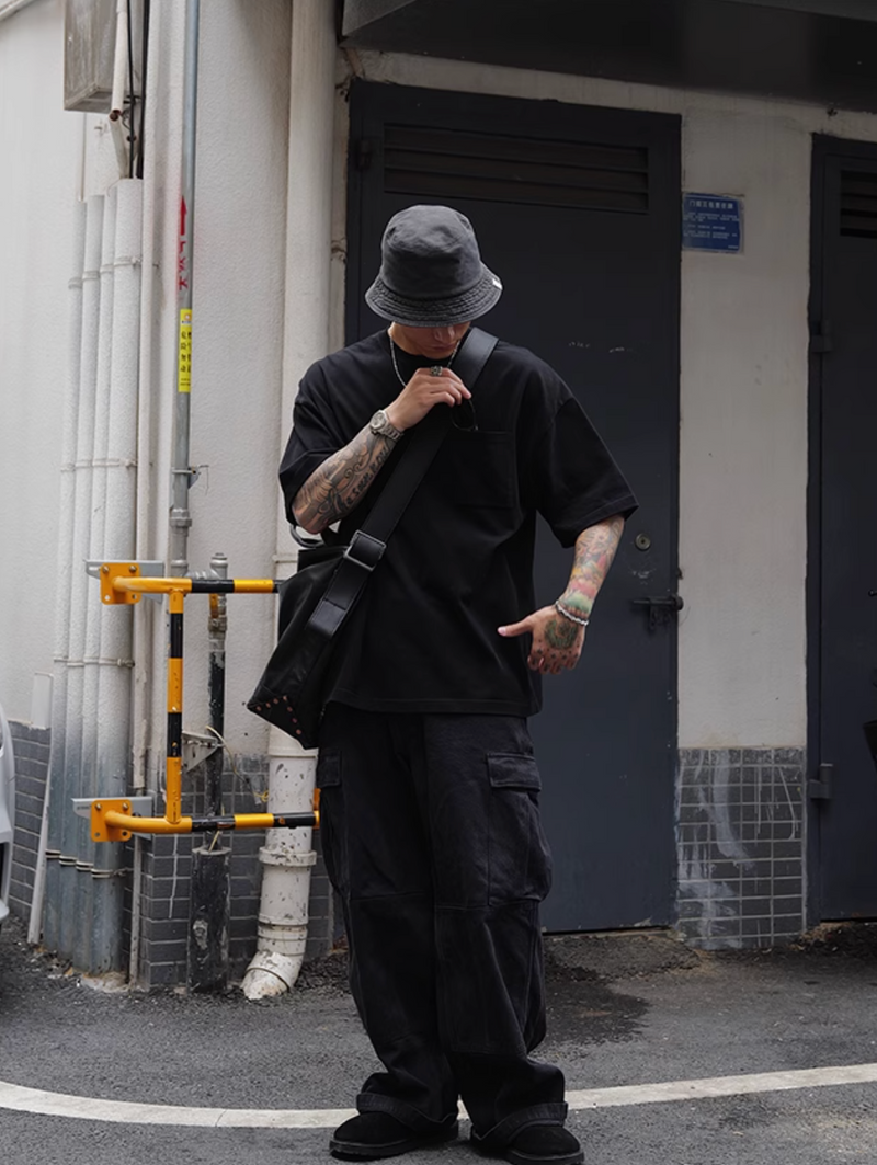 Pocket T-shirt Wide Short / ポケット Tシャツ 半袖 ワイド ショート丈 抗菌 N5335