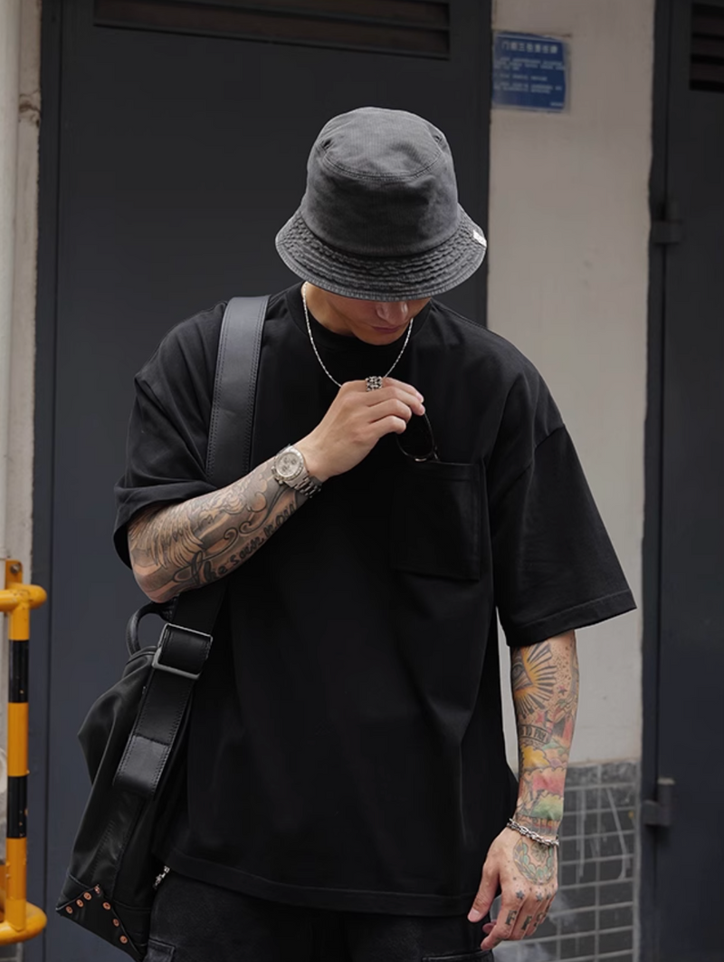 Pocket T-shirt Wide Short / ポケット Tシャツ 半袖 ワイド ショート丈 抗菌 N5335