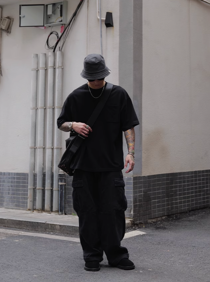 Pocket T-shirt Wide Short / ポケット Tシャツ 半袖 ワイド ショート丈 抗菌 N5335
