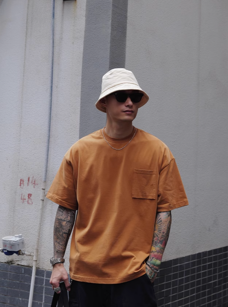 Pocket T-shirt Wide Short / ポケット Tシャツ 半袖 ワイド ショート丈 抗菌 N5335