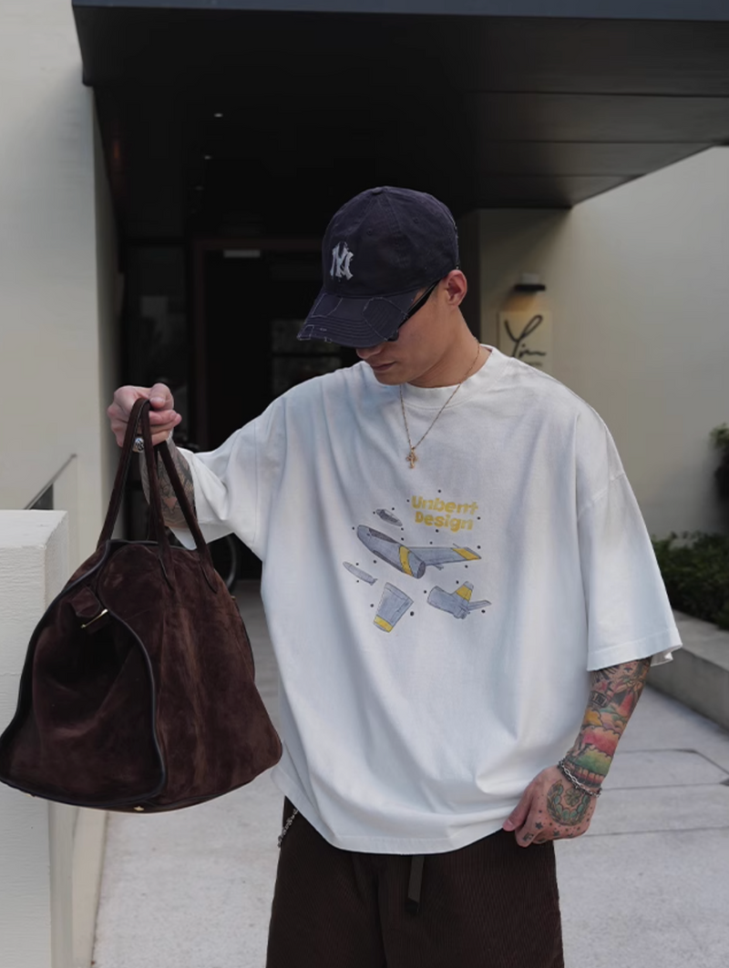 Flight Print T-shirt Heavyweight / 飛行機 プリント Tシャツ 半袖 ヘビーウェイト N5336
