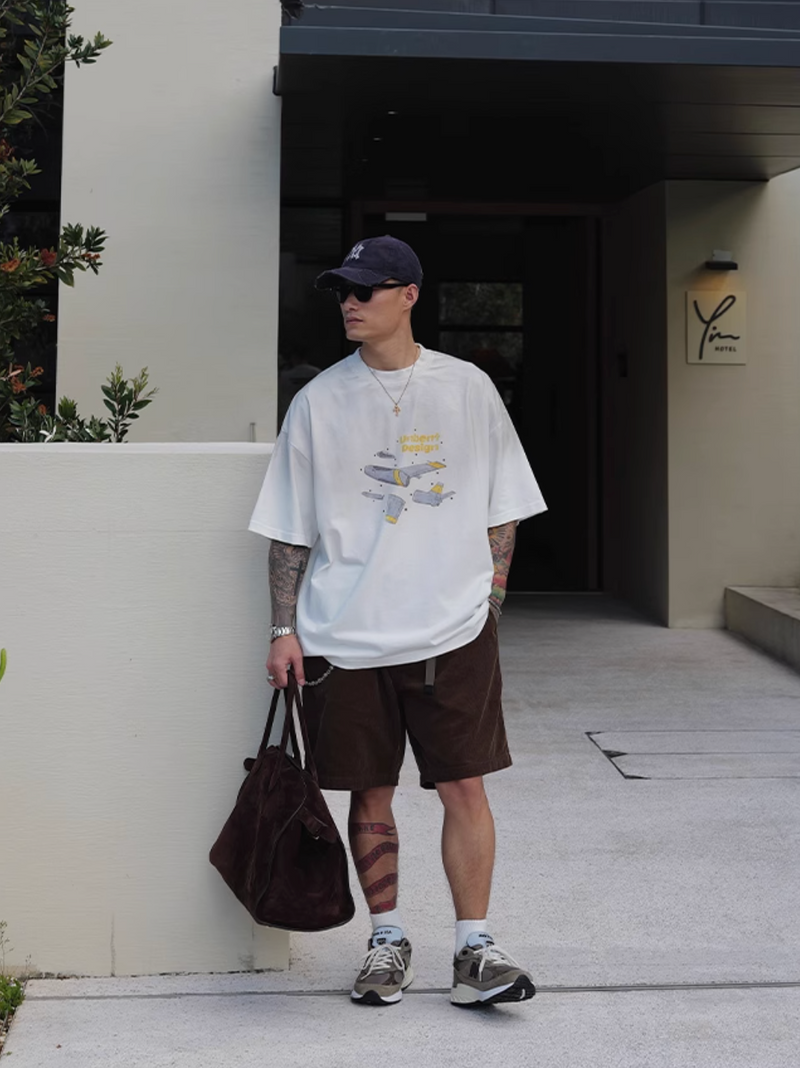 Flight Print T-shirt Heavyweight / 飛行機 プリント Tシャツ 半袖 ヘビーウェイト N5336
