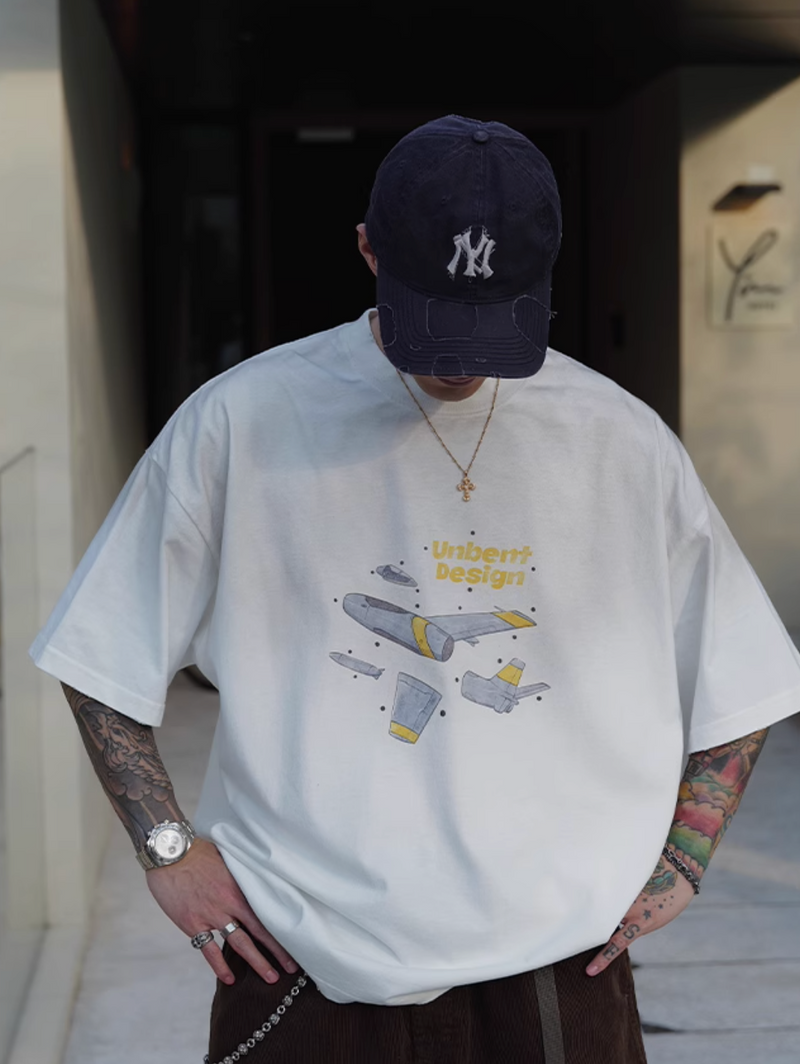 Flight Print T-shirt Heavyweight / 飛行機 プリント Tシャツ 半袖 ヘビーウェイト N5336