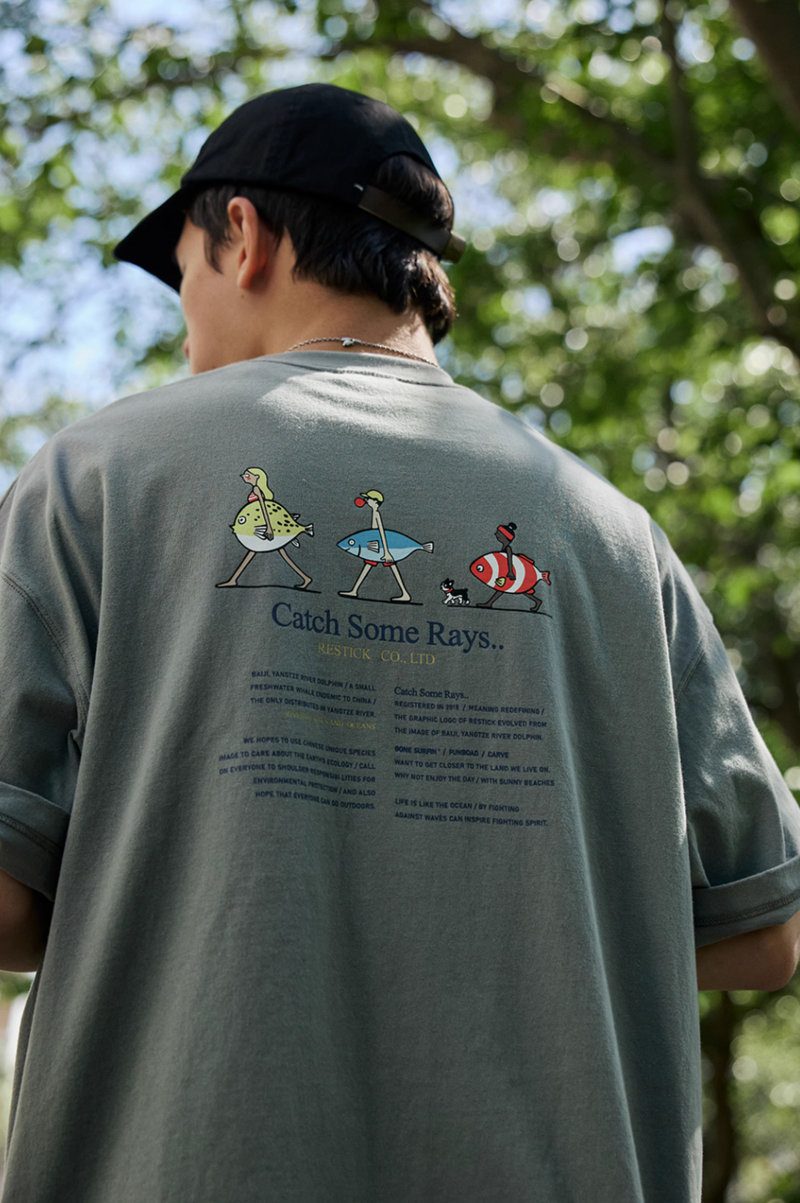 surfing print t-shirt N5375