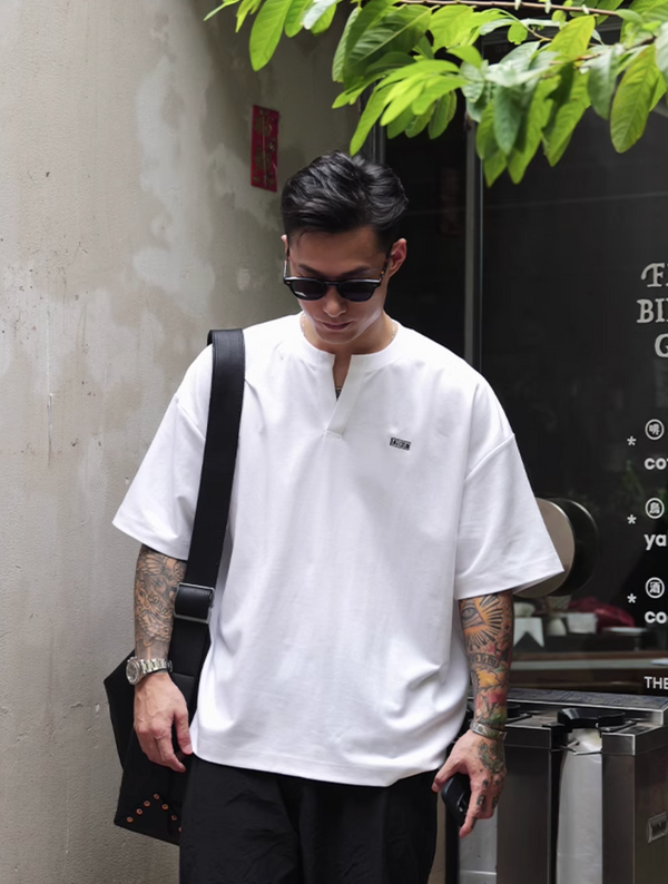 Henley Neck T-shirt Skipper / ヘンリーネック Tシャツ 半袖 スキッパー 夏 N5379
