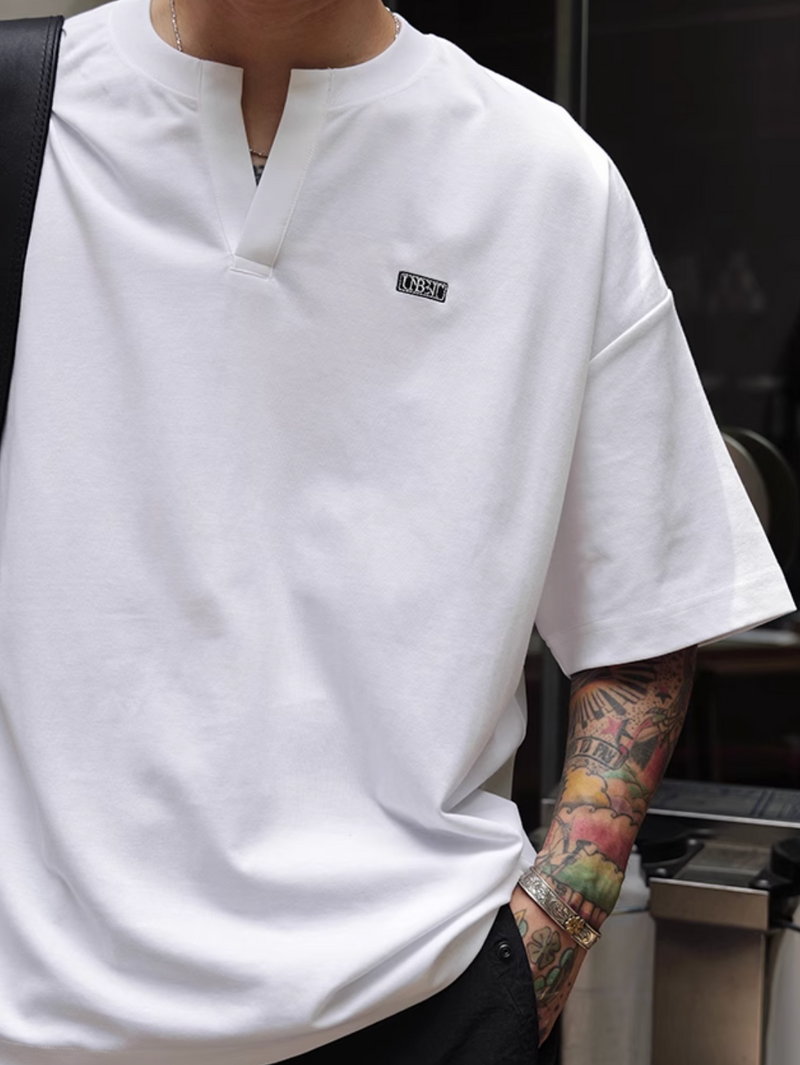 Henley Neck T-shirt Skipper / ヘンリーネック Tシャツ 半袖 スキッパー 夏 N5379