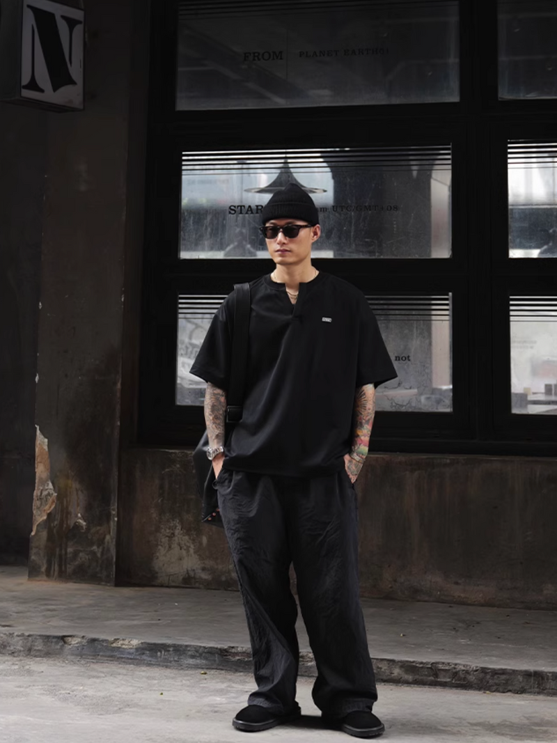 Henley Neck T-shirt Skipper / ヘンリーネック Tシャツ 半袖 スキッパー 夏 N5379