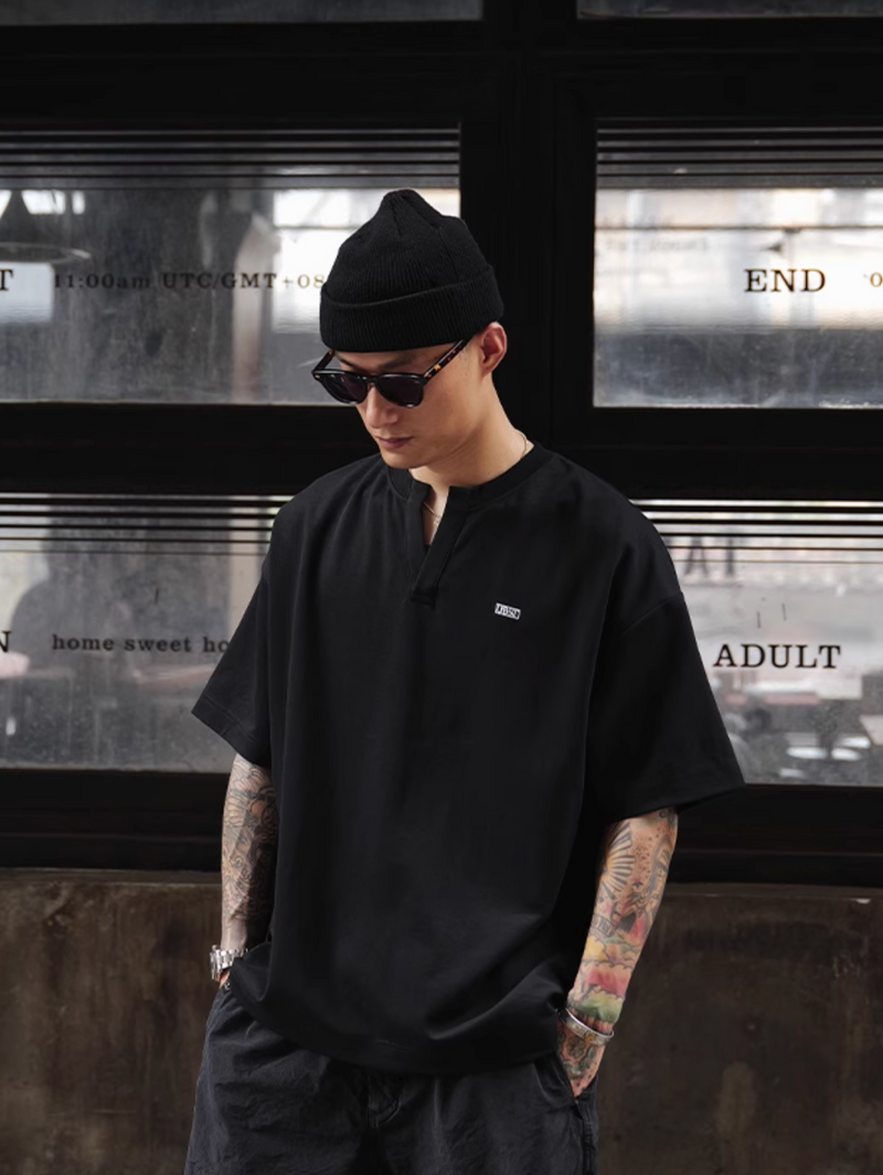 Henley Neck T-shirt Skipper / ヘンリーネック Tシャツ 半袖 スキッパー 夏 N5379