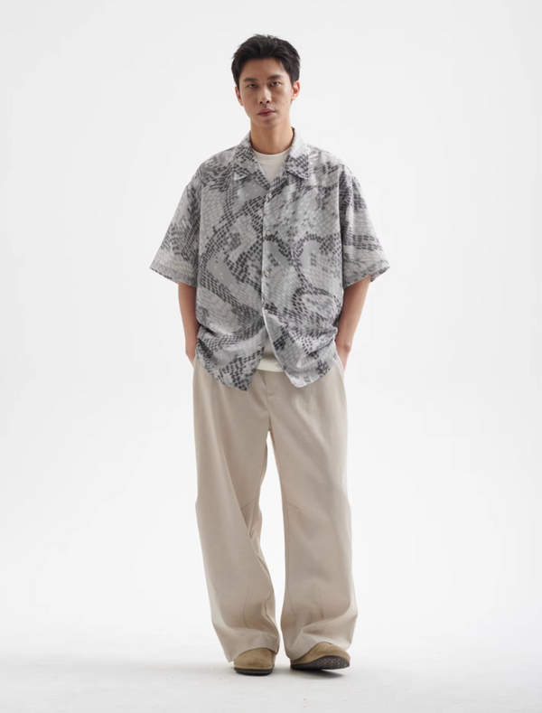 Snake Print Open Collar Shirt / スネーク柄 開襟シャツ 半袖 アニマル N5358