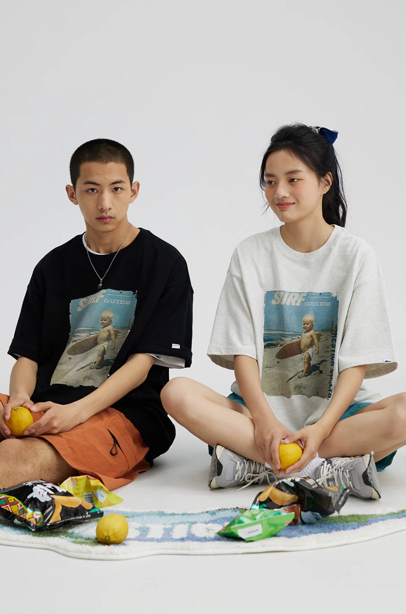 Surf Boy Print T-shirt Vintage / サーフ少年 プリント Tシャツ 半袖 ヴィンテージ N5336