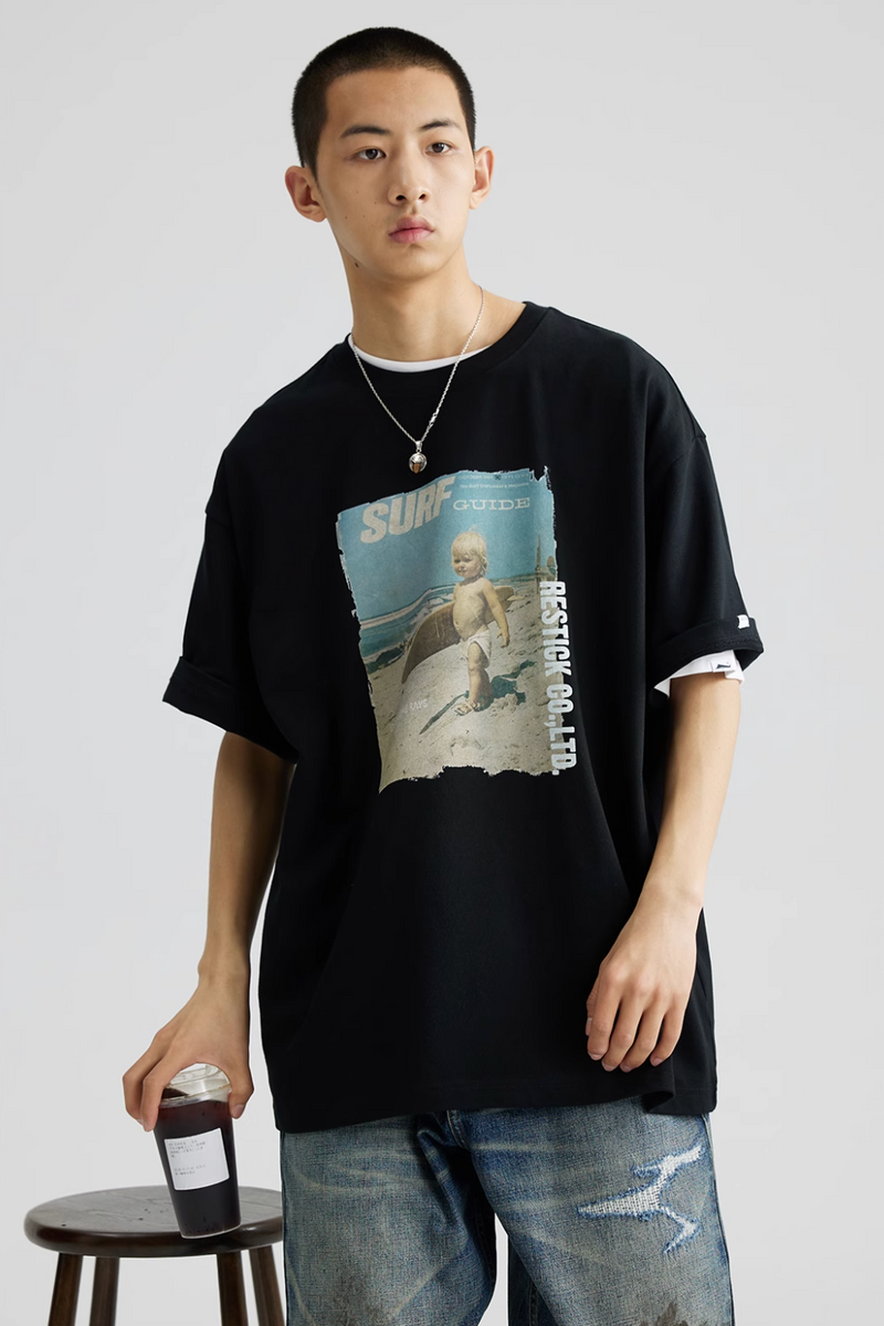 Surf Boy Print T-shirt Vintage / サーフ少年 プリント Tシャツ 半袖 ヴィンテージ N5336