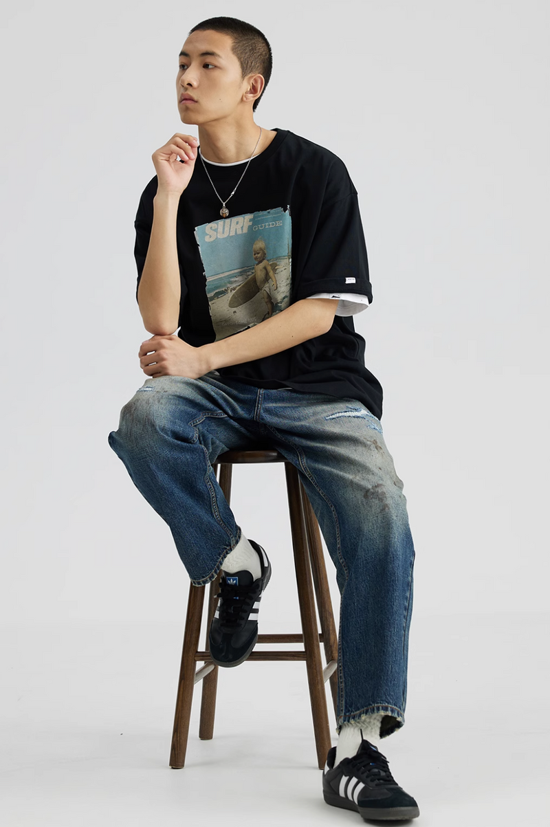 Surf Boy Print T-shirt Vintage / サーフ少年 プリント Tシャツ 半袖 ヴィンテージ N5336