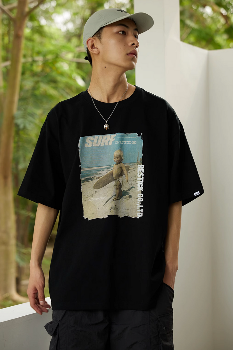 Surf Boy Print T-shirt Vintage / サーフ少年 プリント Tシャツ 半袖 ヴィンテージ N5336