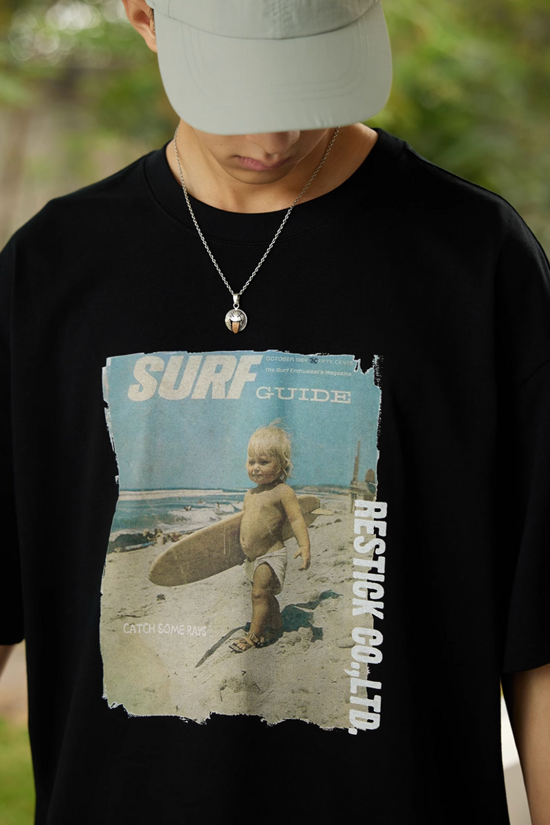 Surf Boy Print T-shirt Vintage / サーフ少年 プリント Tシャツ 半袖 ヴィンテージ N5336