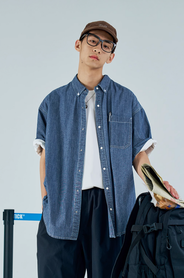 Retro denim oxford shirt   N5376