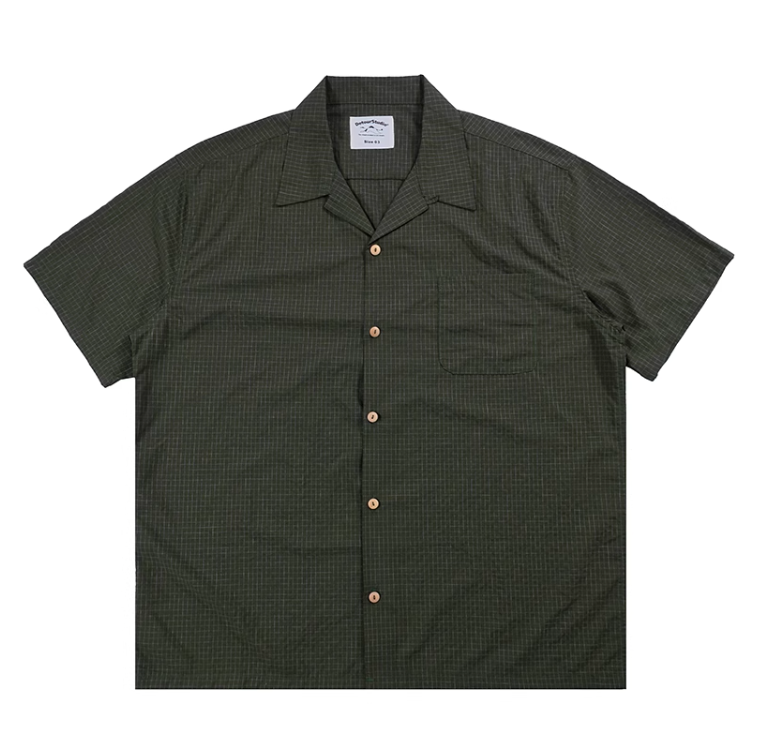 Paint Line Check Open Collar Shirt N5388