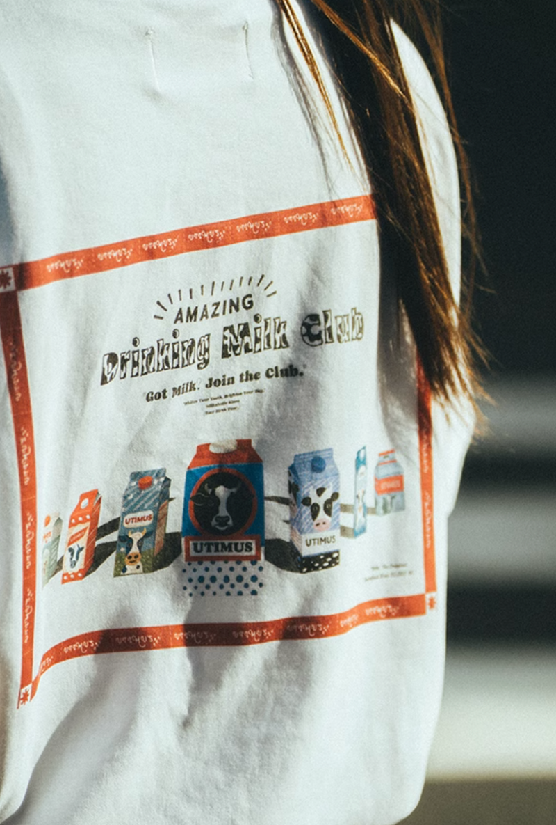 Milk Box Print T-Shirt / 【ひんやり冷感/快適素材】ミルクボックス プリント Tシャツ  N5397