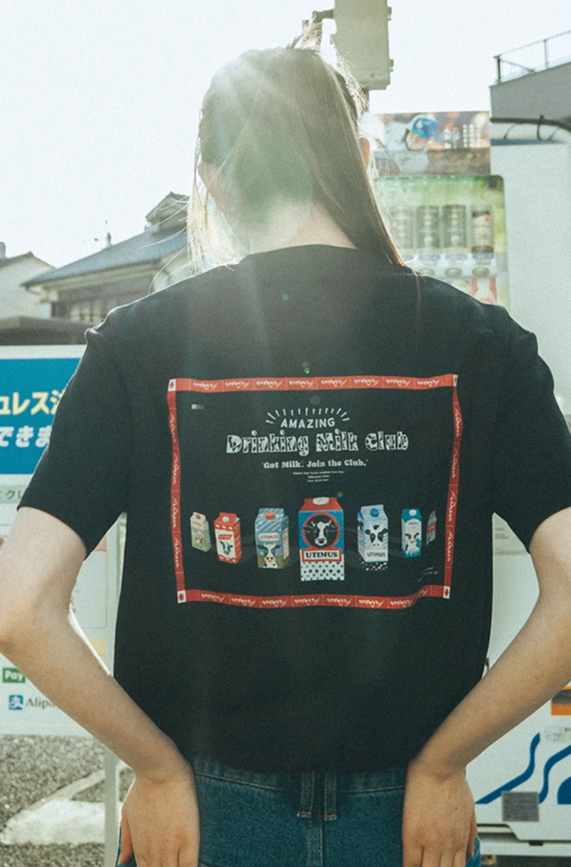 Milk Box Print T-Shirt / 【ひんやり冷感/快適素材】ミルクボックス プリント Tシャツ  N5397