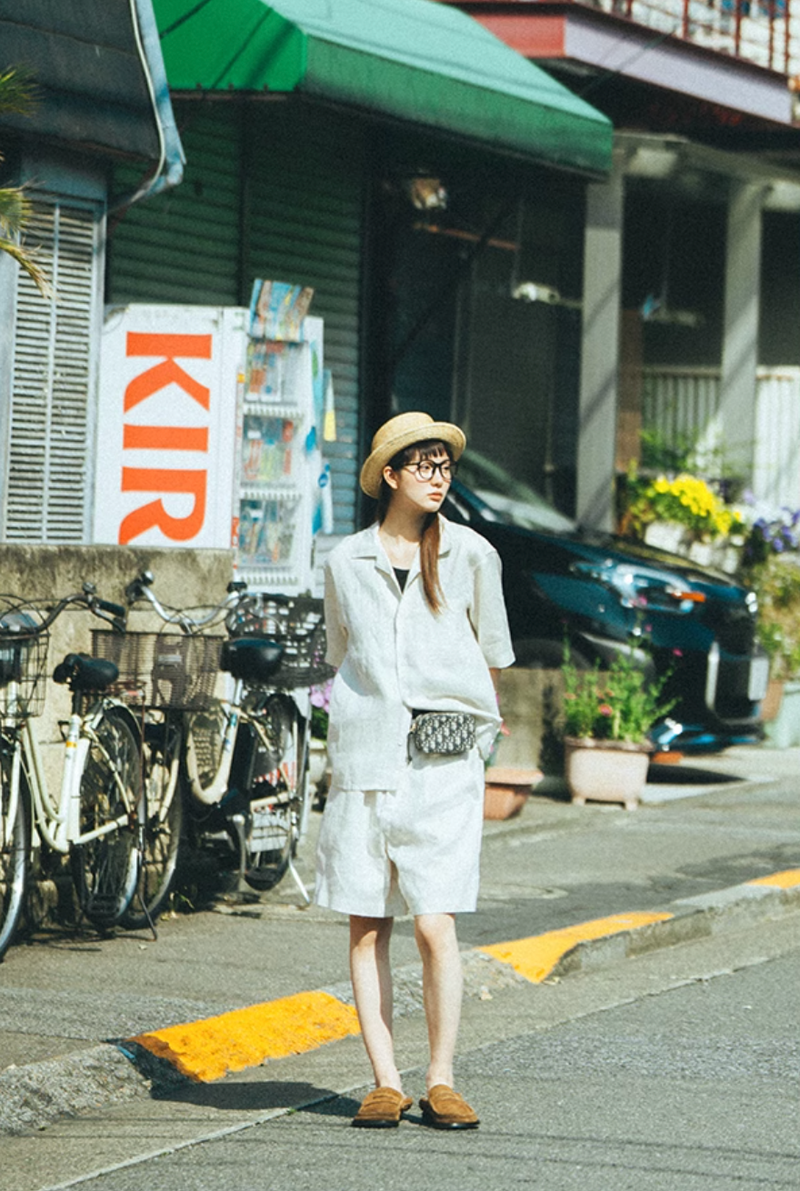 Linen Shirt / 100%リネン半袖シャツ オールドマネー 夏 快適 天然素材 上質 N5395