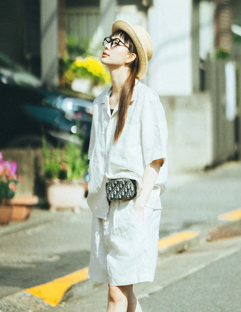 Linen Shirt / 100%リネン半袖シャツ オールドマネー 夏 快適 天然素材 上質 N5395