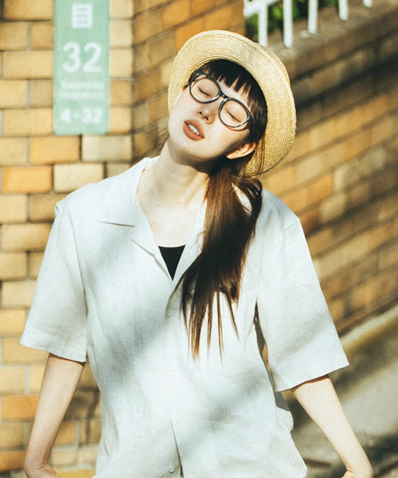 Linen Shirt / 100%リネン半袖シャツ オールドマネー 夏 快適 天然素材 上質 N5395