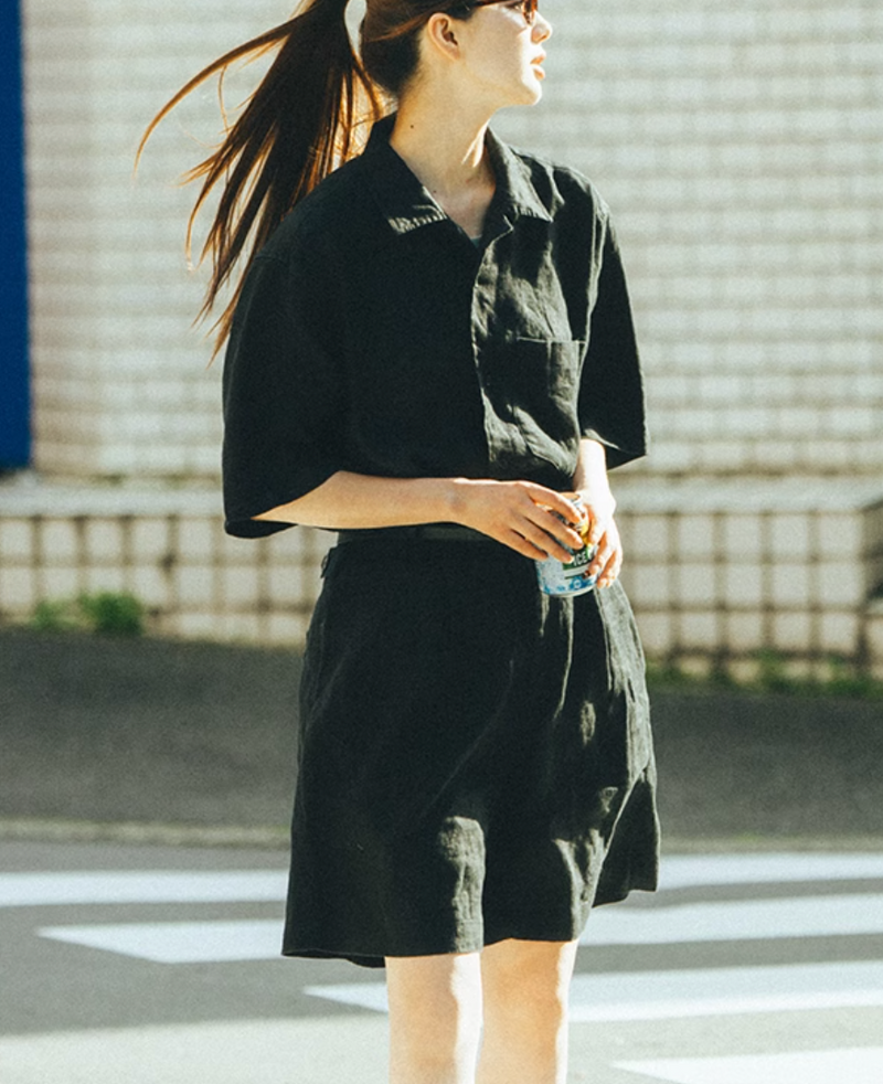 Linen Shirt / 100%リネン半袖シャツ オールドマネー 夏 快適 天然素材 上質 N5395