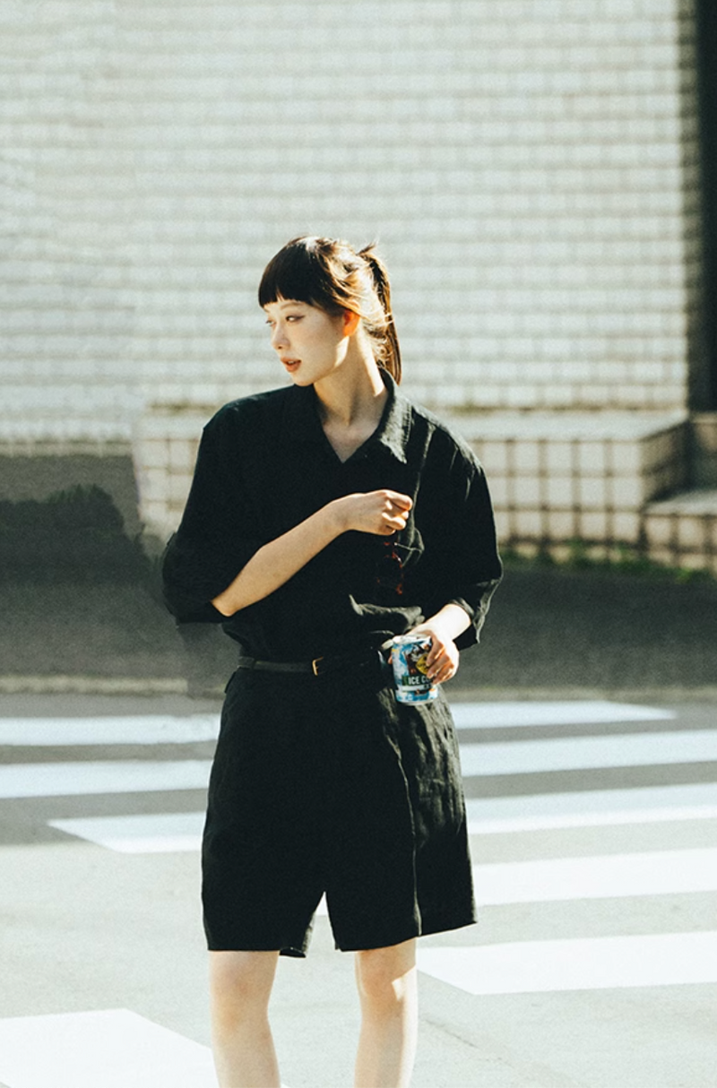 Linen Shirt / 100%リネン半袖シャツ オールドマネー 夏 快適 天然素材 上質 N5395