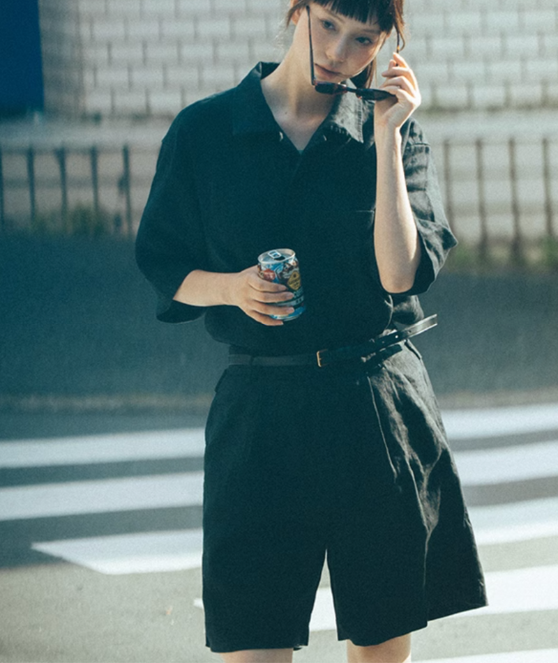 Linen Shirt / 100%リネン半袖シャツ オールドマネー 夏 快適 天然素材 上質 N5395