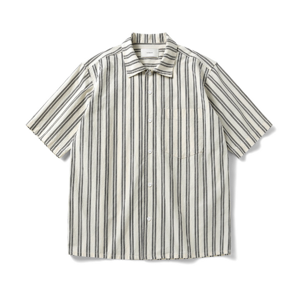 リネンブレンド ストライプシャツ / Linen cotton striped shirt   N5402