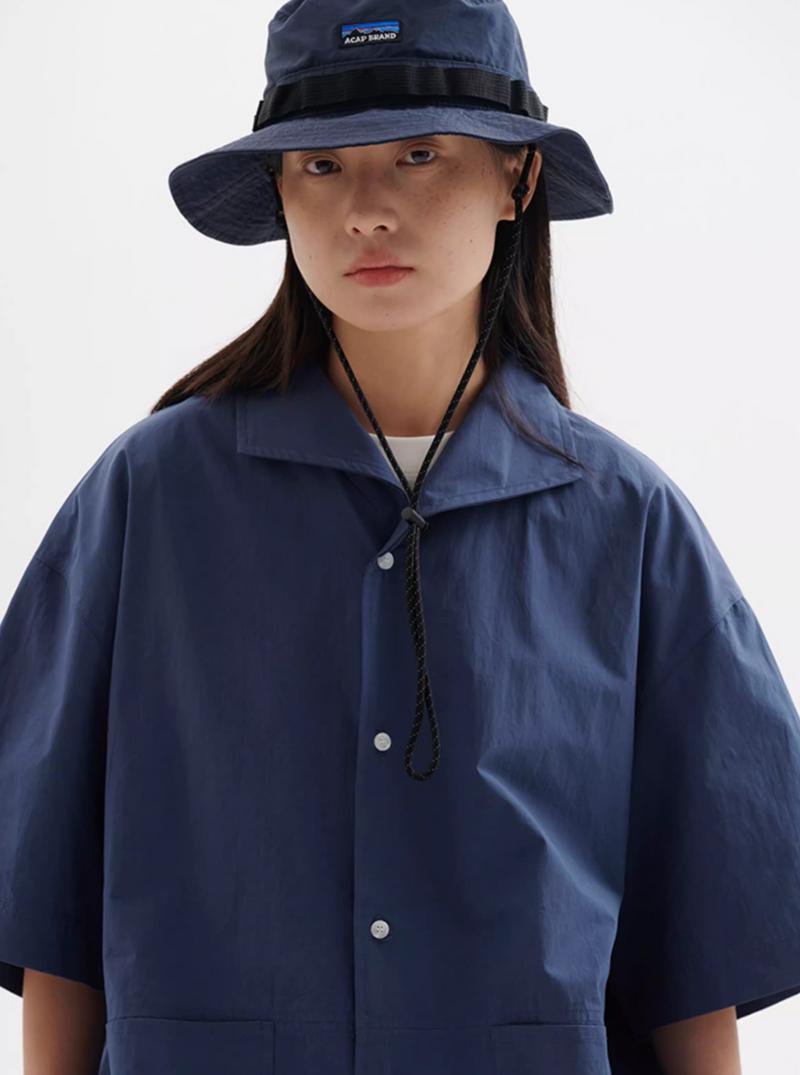 U字パッチポケット開襟シャツ メンズ レディース 綿100% 半袖｜U-shaped Patch Pocket Open Collar SHIRT N5419