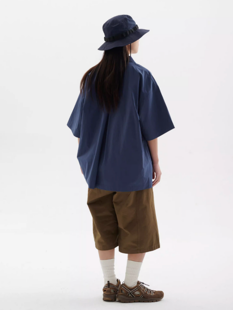 U字パッチポケット開襟シャツ メンズ レディース 綿100% 半袖｜U-shaped Patch Pocket Open Collar SHIRT N5419