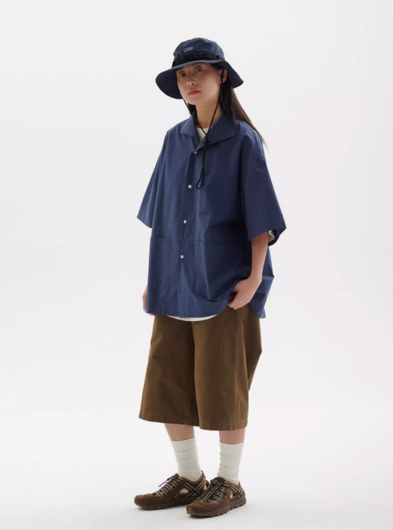 U字パッチポケット開襟シャツ メンズ レディース 綿100% 半袖｜U-shaped Patch Pocket Open Collar SHIRT N5419