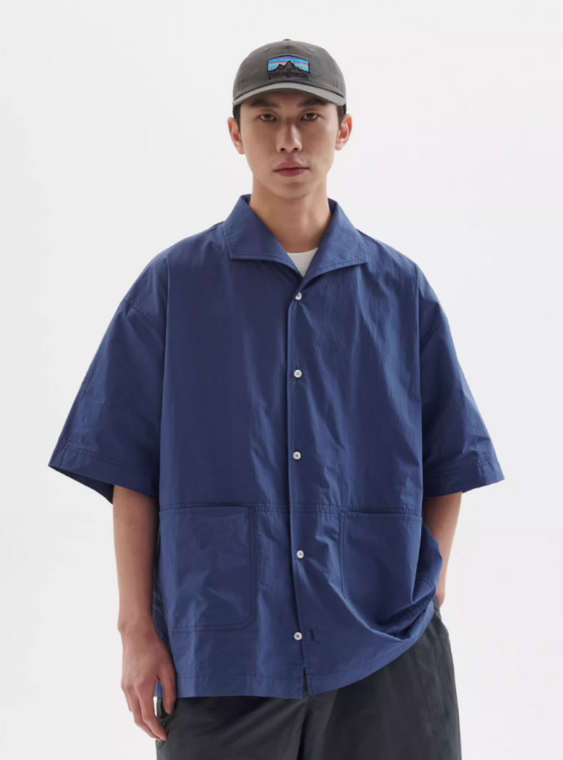 U字パッチポケット開襟シャツ メンズ レディース 綿100% 半袖｜U-shaped Patch Pocket Open Collar SHIRT N5419